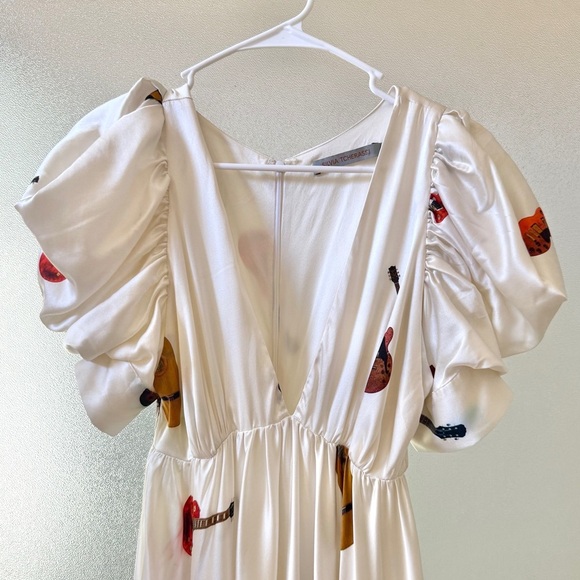 SILVIA TCHERASSI Tortoreto Guitar Silk Maxi Bow Dress White Sz XS - Picture 5 of 12